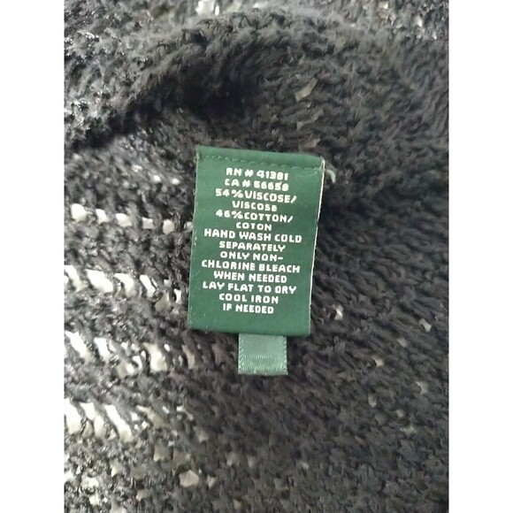Lauren Ralph Lauren Netted Long Sleeve Sweater Xl Black - Picture 9 of 9